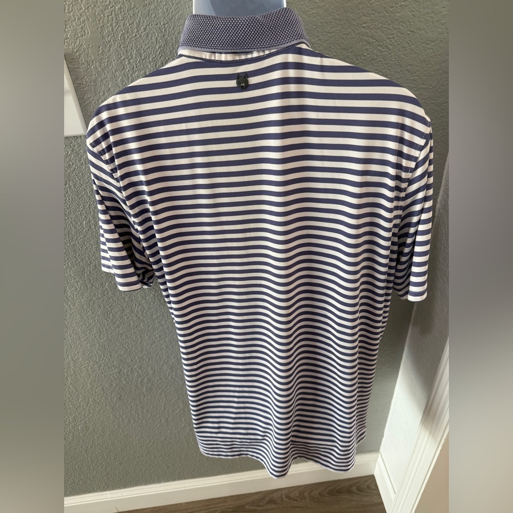 Greyson Navy and White Striped Polo Shirt